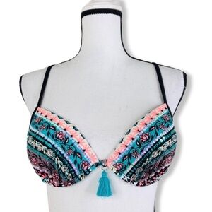 Catalina Floral Sequined Beaded Bikini Swim Top